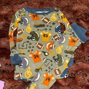 Little Sleepies Sports Theme Pajama Set - Green and Orange